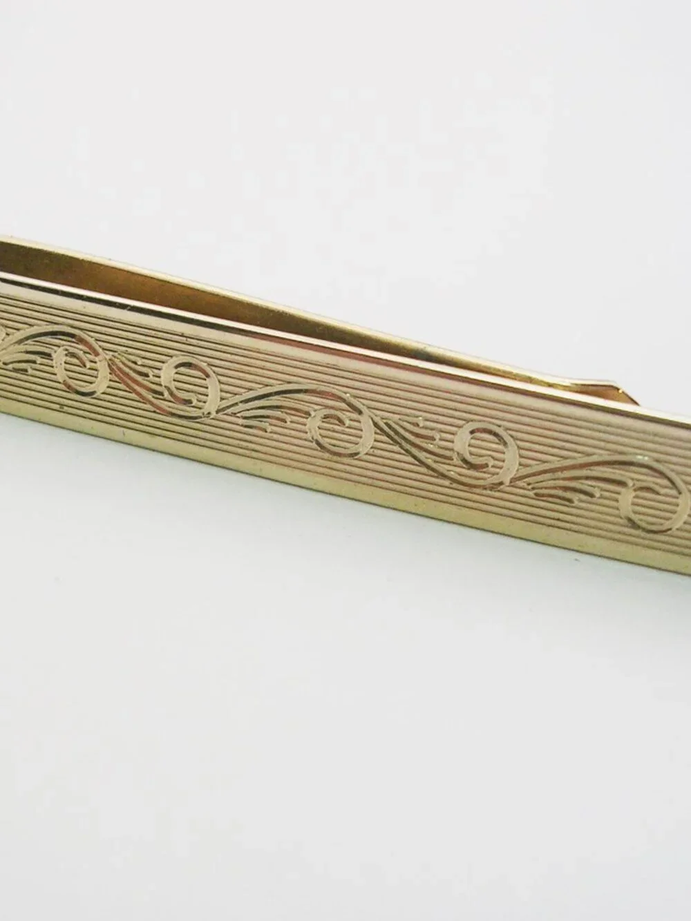 Vintage Tie Bar Money Clip classic gold tone Retro Design